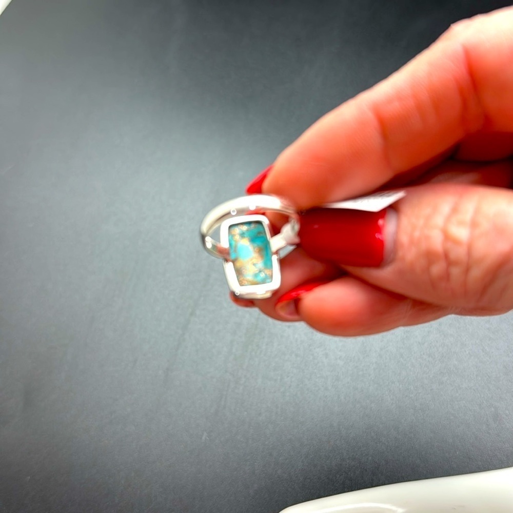 NEW Blue Copper Turquoise and Sterling Silver Ring - Picture 3 of 4